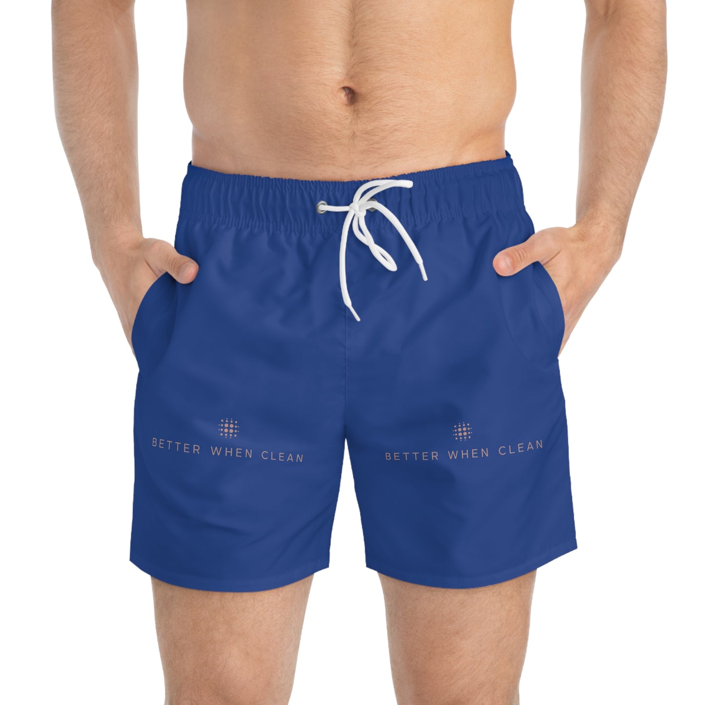 Men's Blue Swim Trunks - 'Better When Clean' Summer Shorts