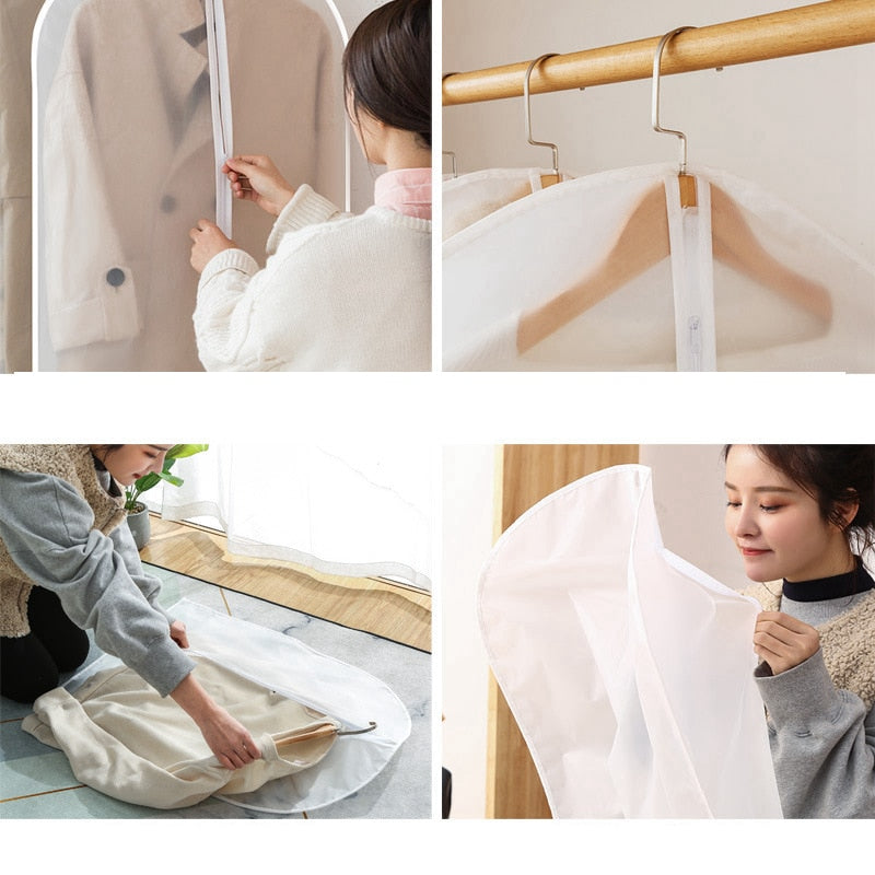 PEVA Clothes Dust Cover Long Dress Suit Coat  Dust Cover Closet Case Garment Storage Bag Clothes Wardrobes Hanging Organizer