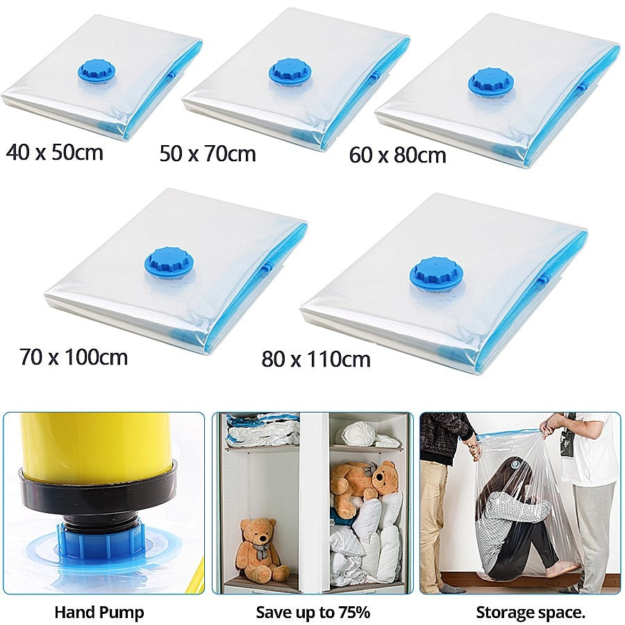 Vacuum Storage Bag Clothes Organizer Bag for Bedding,Pillows,Towel,Space Saver Travel Seal Packet With Valve Vacuum Bag Package